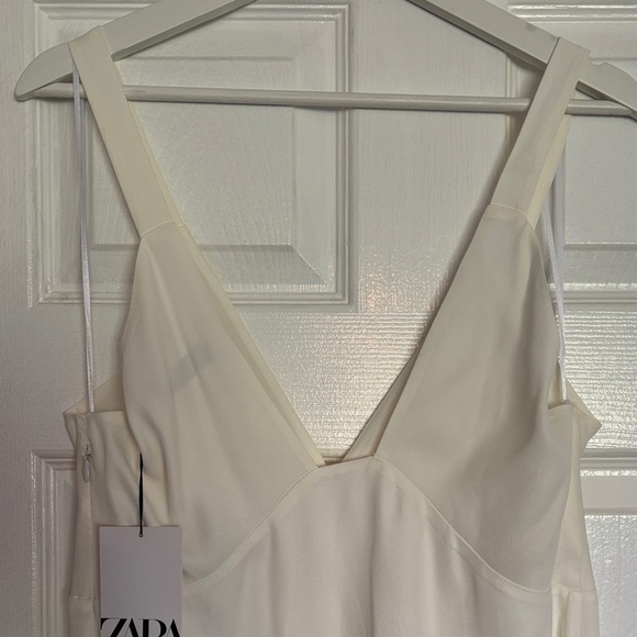 Zara Cream V-Neck Slip Dress with Thin Straps - Picture 4 of 4